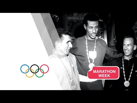 Abebe Bikila Wins Marathon Gold Running Barefoot - Rome 1960 Olympics