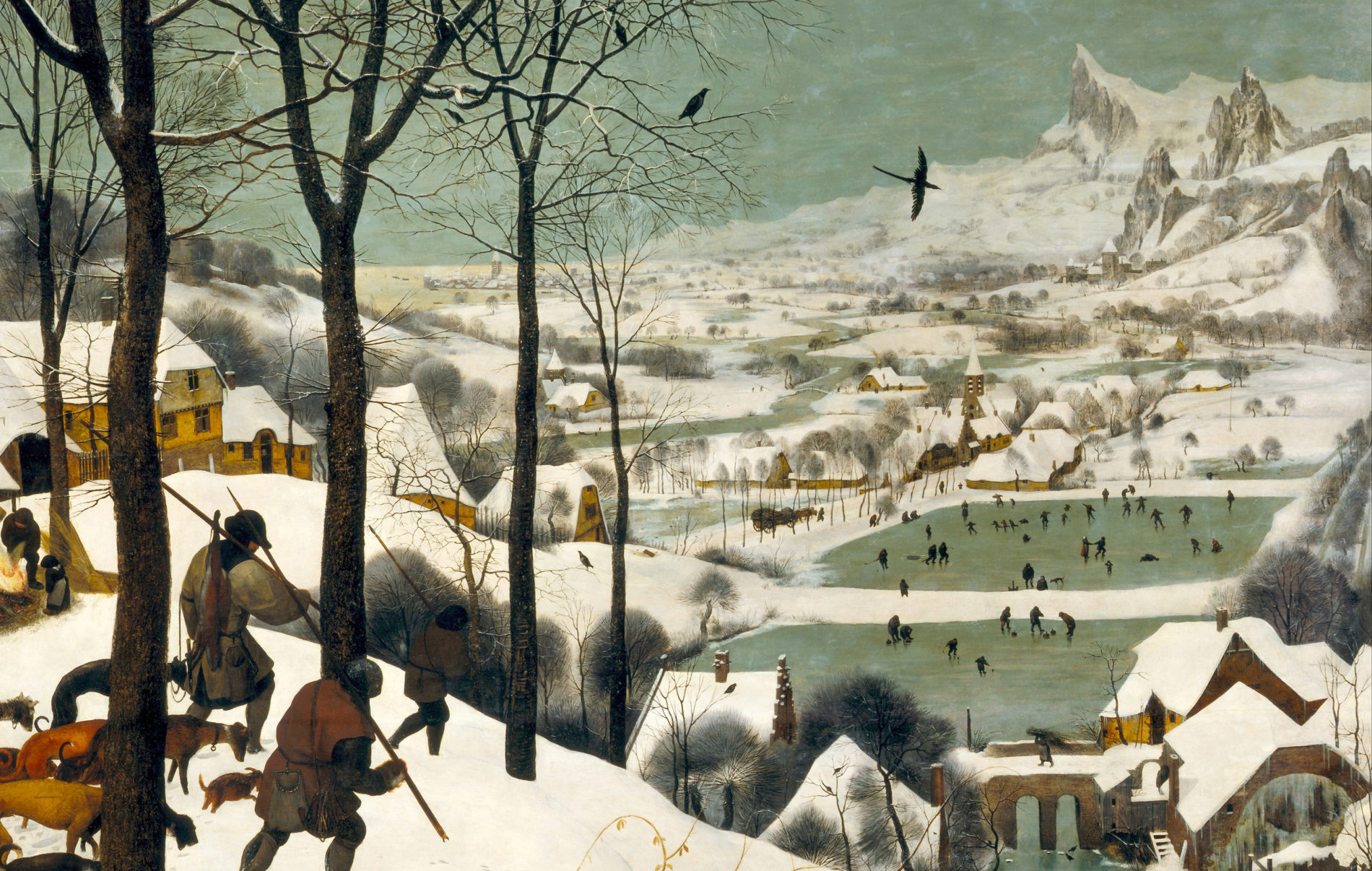 人生の喜怒哀楽を壮大なスケールで凝縮させた風景画　　ブリューゲル「雪中の狩人」　